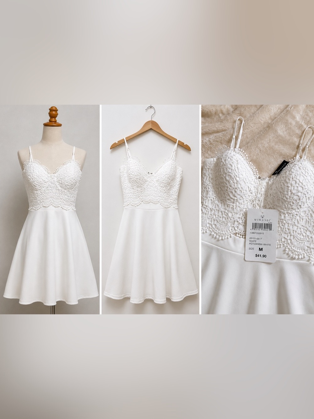 Windsor White Lace Fit & Flare Dress – NWT – Size Medium